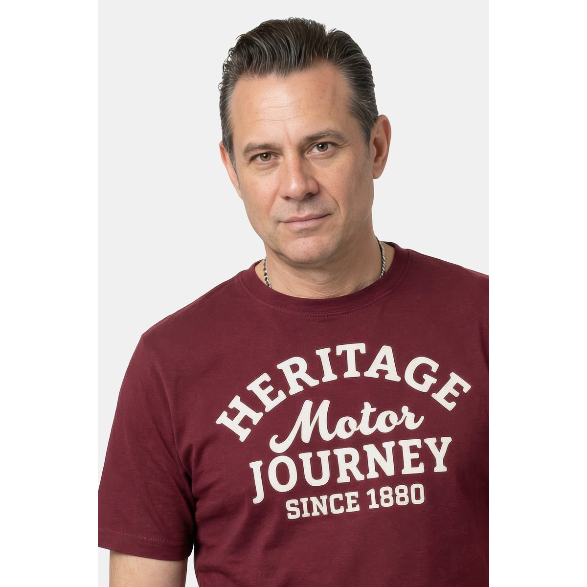 T-shirt, manches courtes et imprimé poitrine aubergine, JP1880