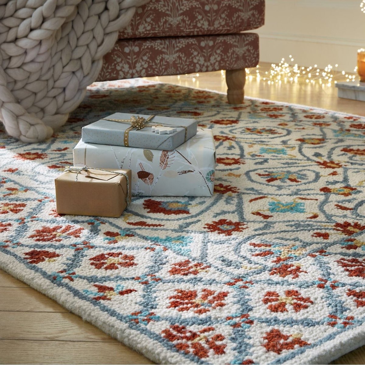 Tapis en laine IRIS Bleu et Rouge multicolore, FLAIR RUGS