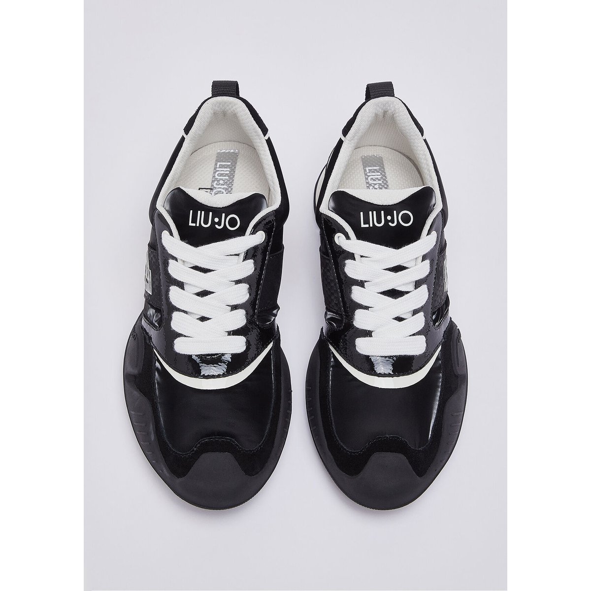 Baskets en nylon et cuir verni noir, LIU JO