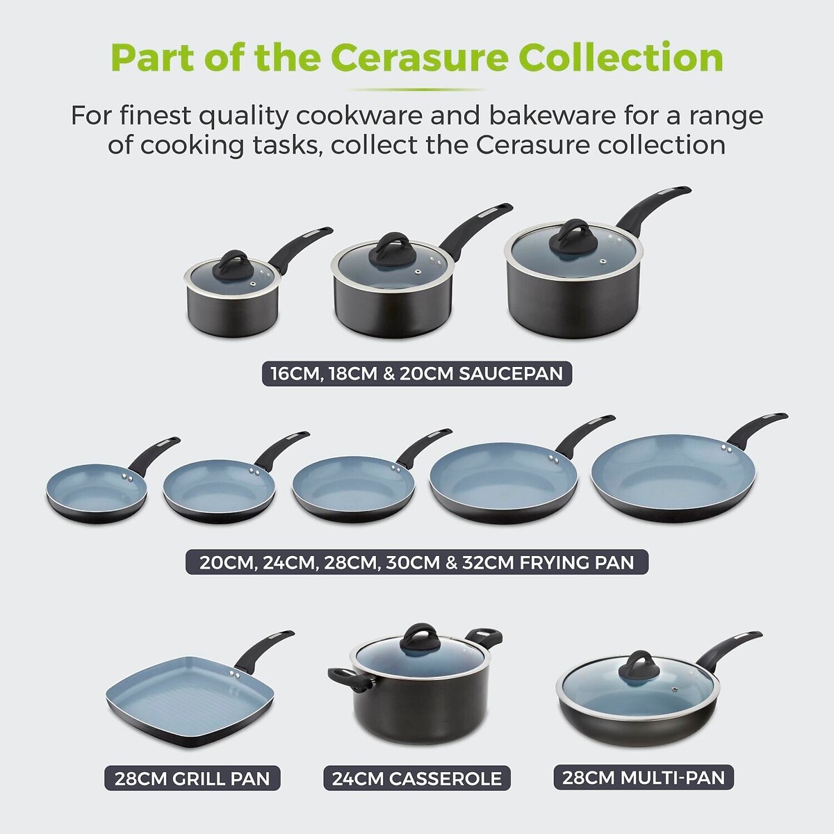 24cm Cerasure Ceramic Casserole with Lid graphite, TOWER