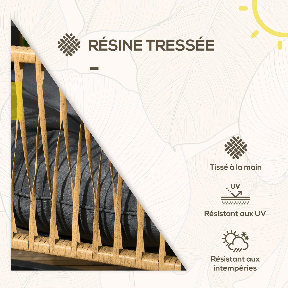 Ensemble de canapés en rotin Résine tressée gris, OUTSUNNY