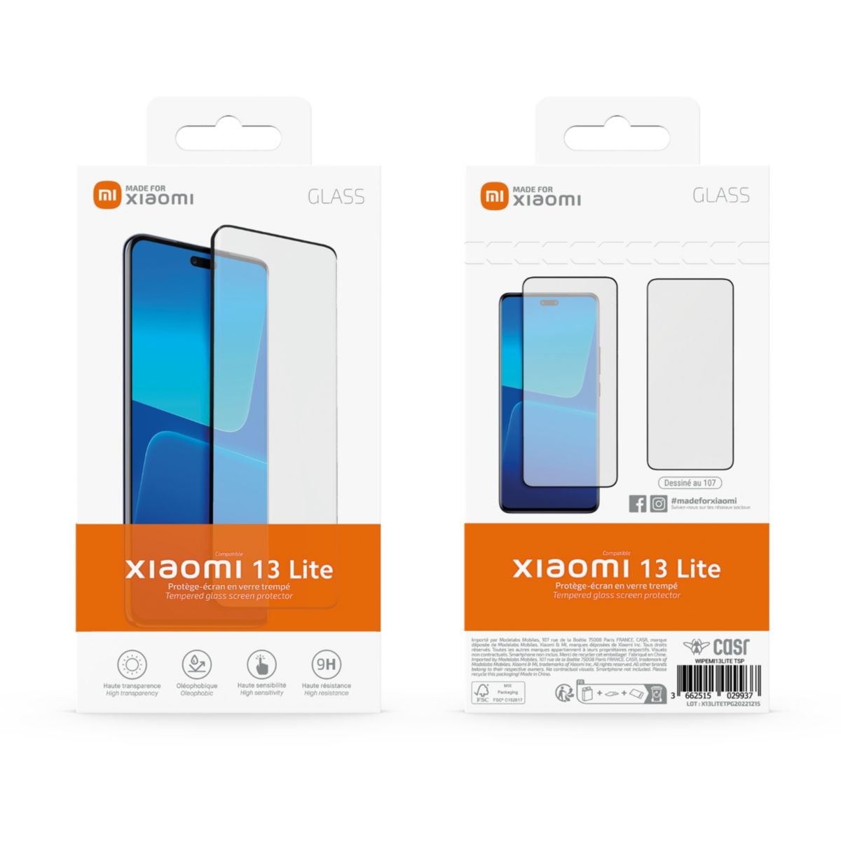 Protège écran 13 Lite Verre trempé 3D transparent, XIAOMI