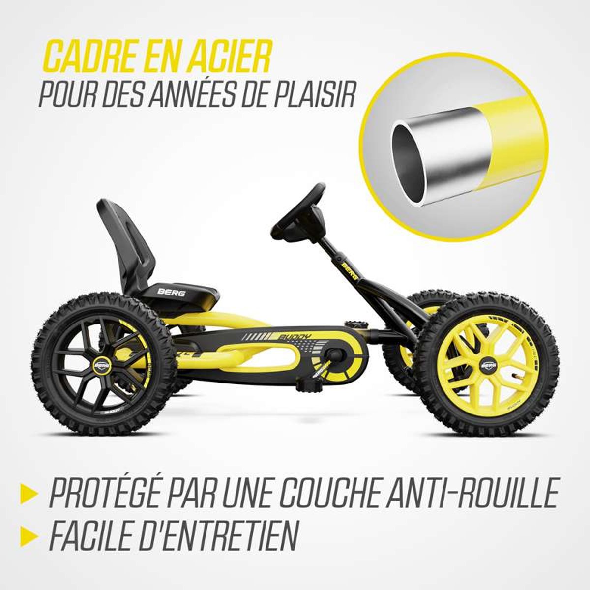 Kart à Pédales pour Enfants, 3+ Ans, Buddy Cross yellow, BERG TOYS