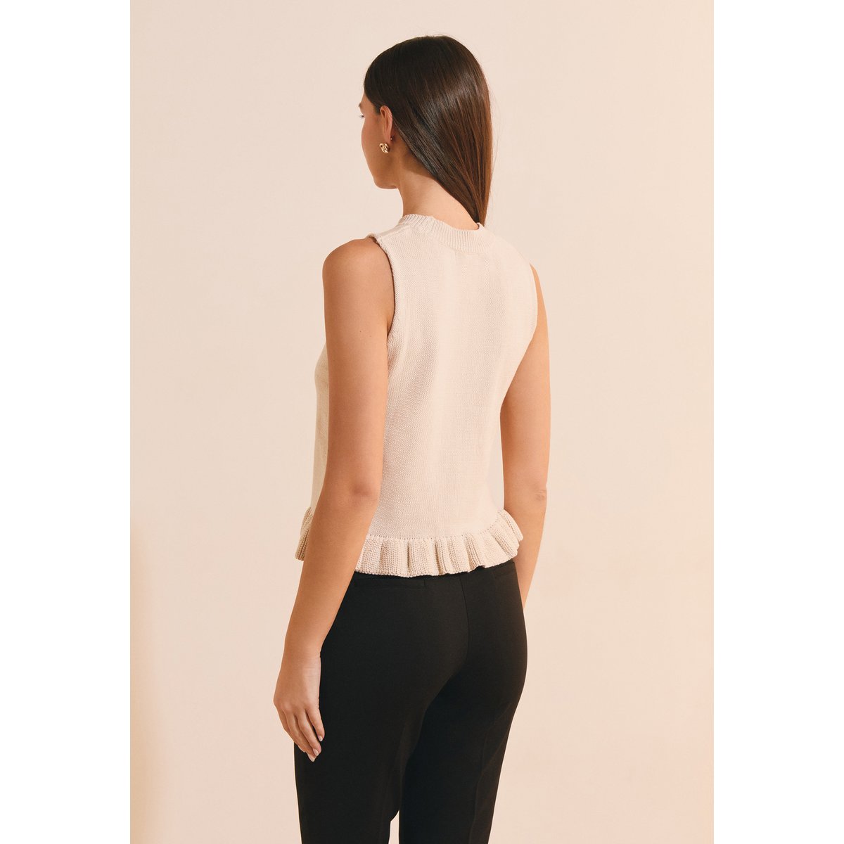Pull à manches courtes avec volant SEVERINE PULL beige, ETAM