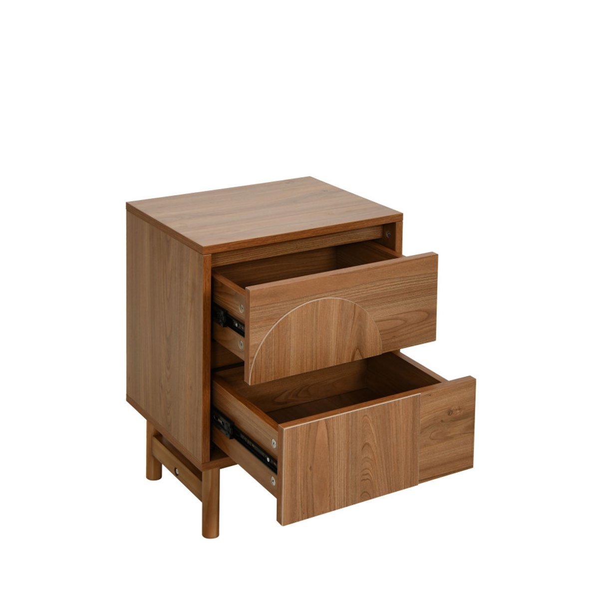 Table de chevet 2 tiroirs en bois- ABBY bois foncé, DRAWER