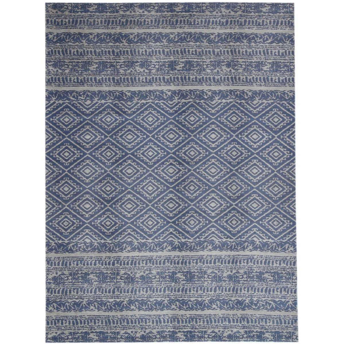 Tapis extérieur fait main, ENSOLEILLE bleu, gris, ARTE ESPINA