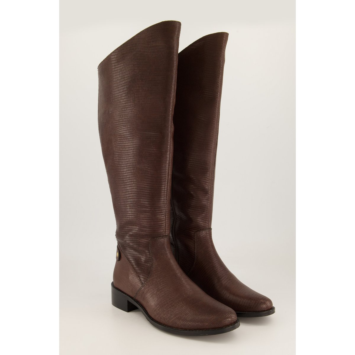 Bottes en cuir tige XL , pied large marron noisette, ULLA POPKEN