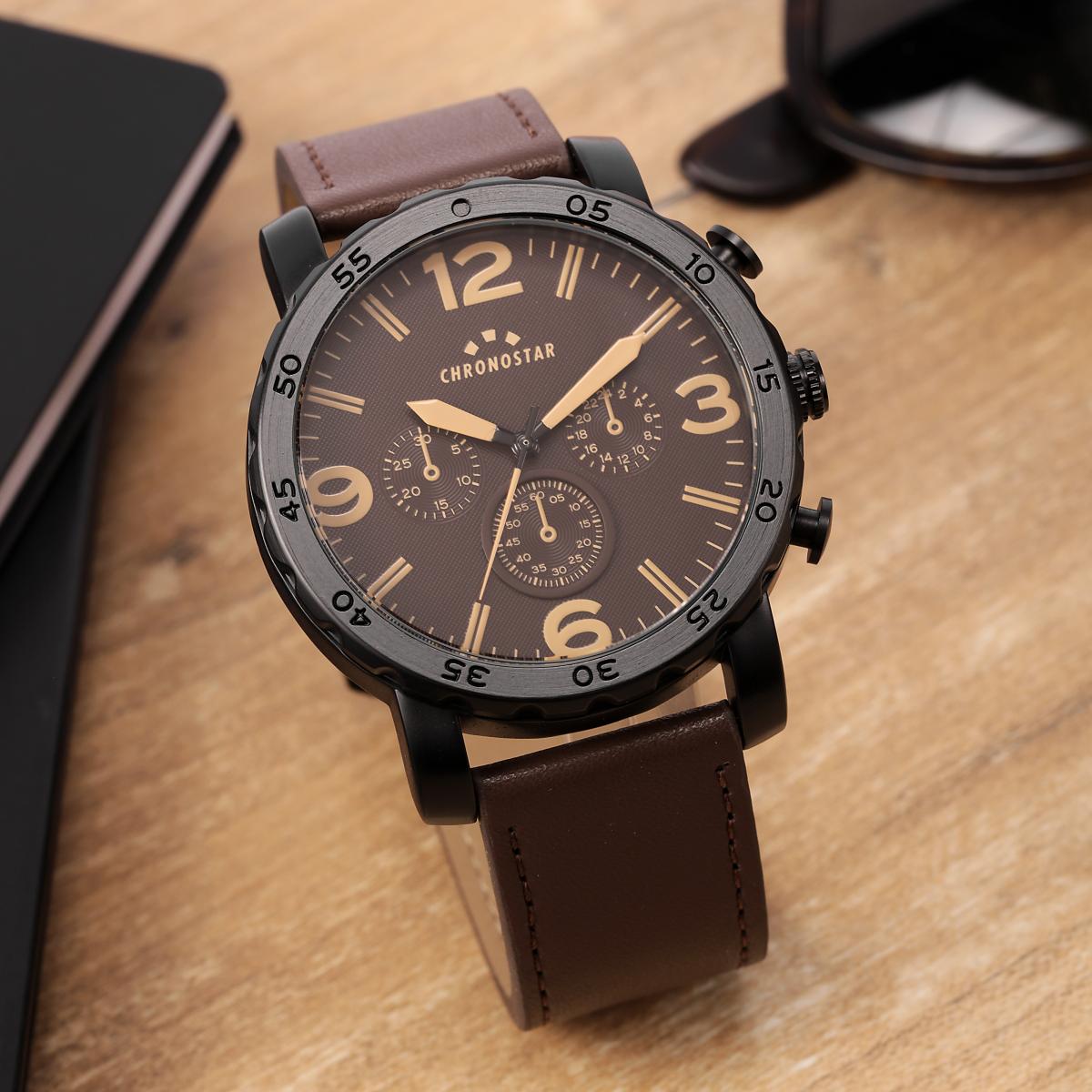Montre Analogique Casual marron, CHRONOSTAR
