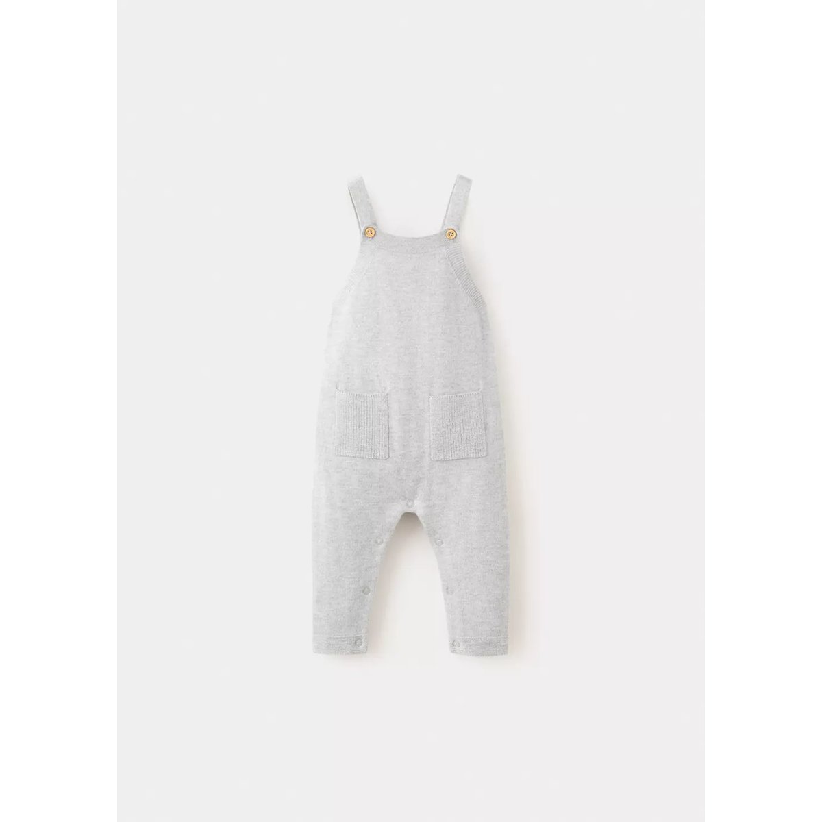 Salopette longue en maille avec poches gris chiné moyen, MANGO BABY