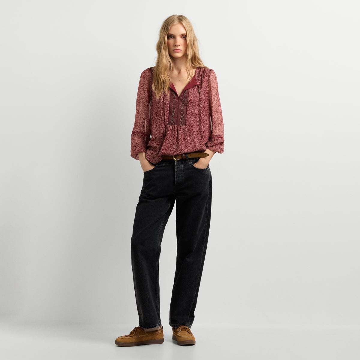 Blouse Fluide À Imprimé Floral rouge russe, PEPE JEANS