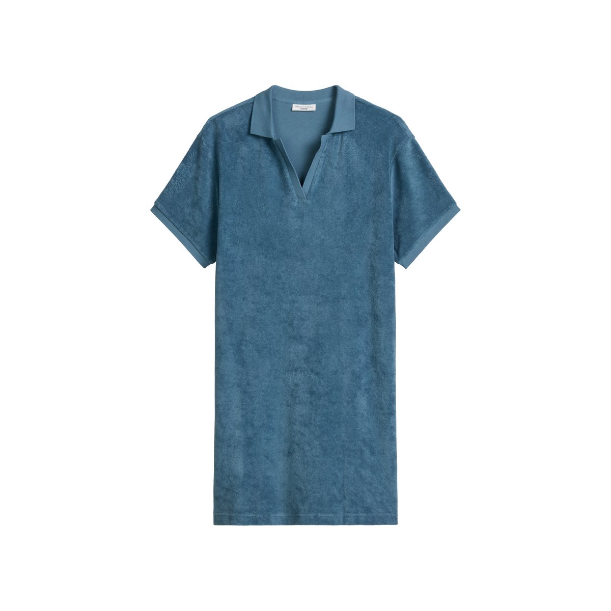 DfC Robe polo en éponge regular en coton organique bleu moyen, MARC O’POLO DENIM