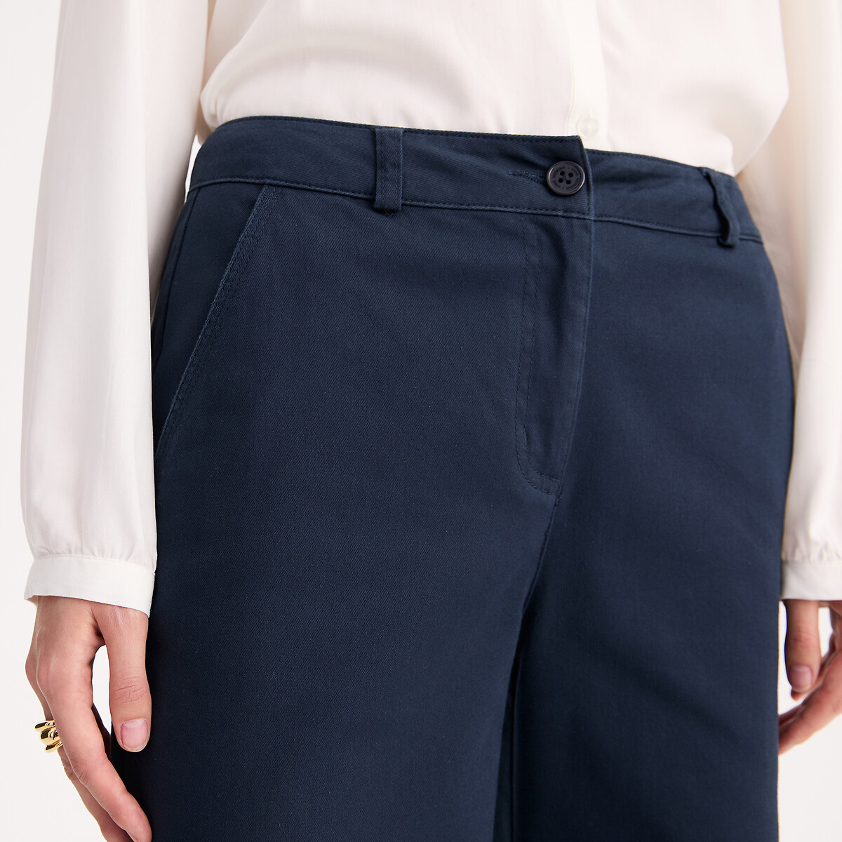 Wijde chino broek marineblauw, ANNE WEYBURN