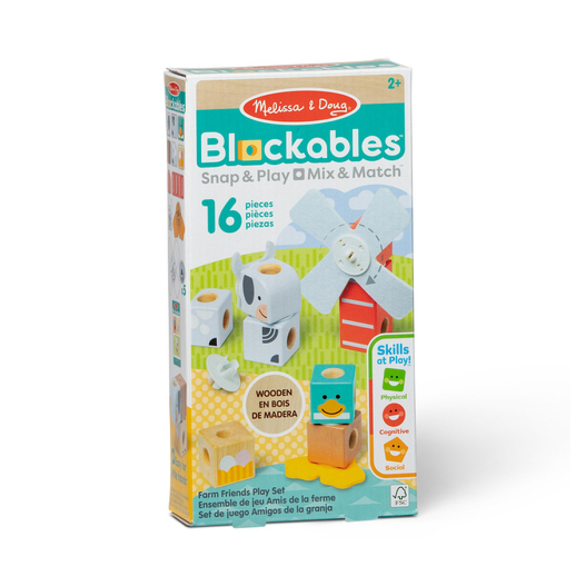 Melissa and Doug Les amis de la ferme - 16 pieces - BLOCKABLES couleur unique, SPINMASTER