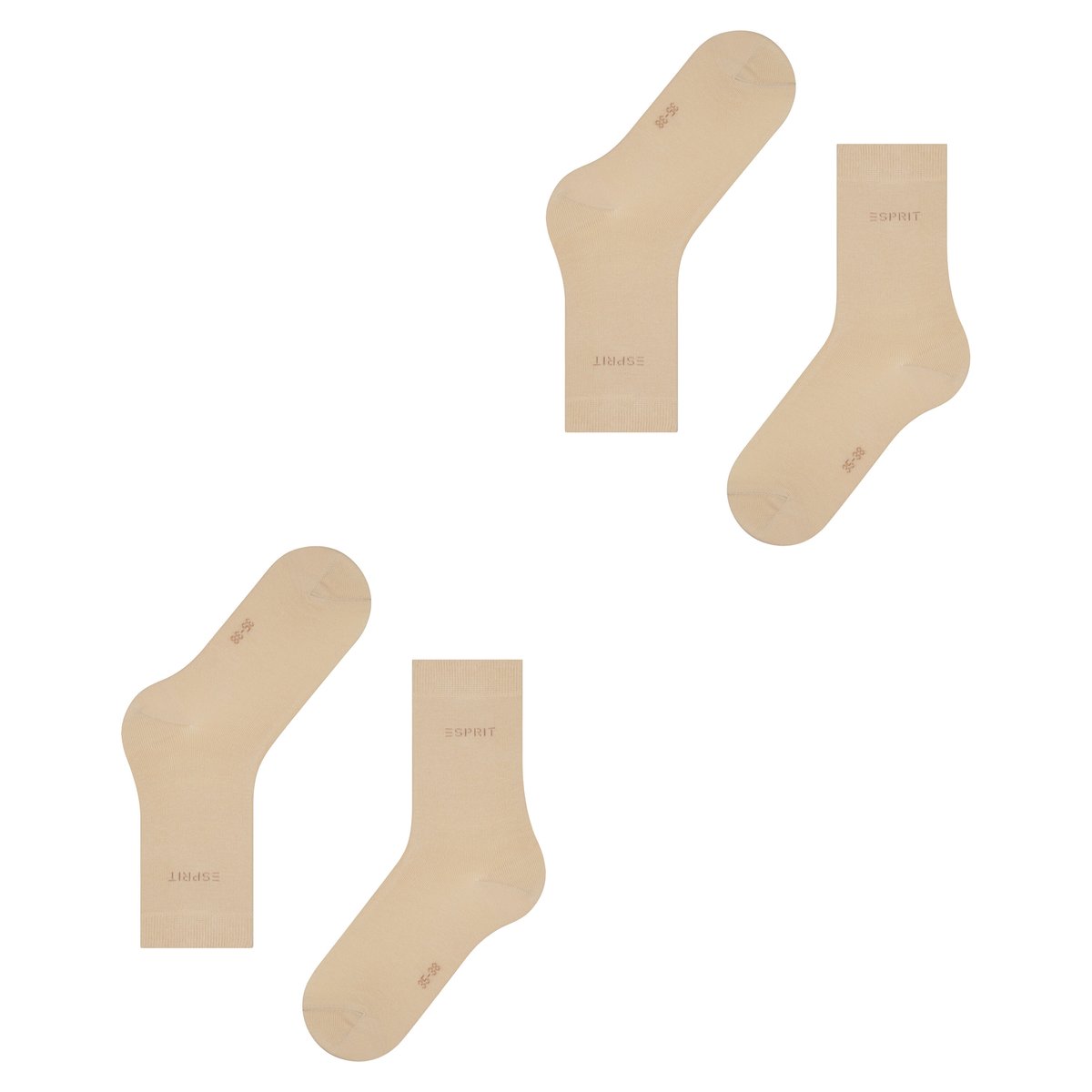Chaussettes Uni 2-Pack Opaque creme, ESPRIT