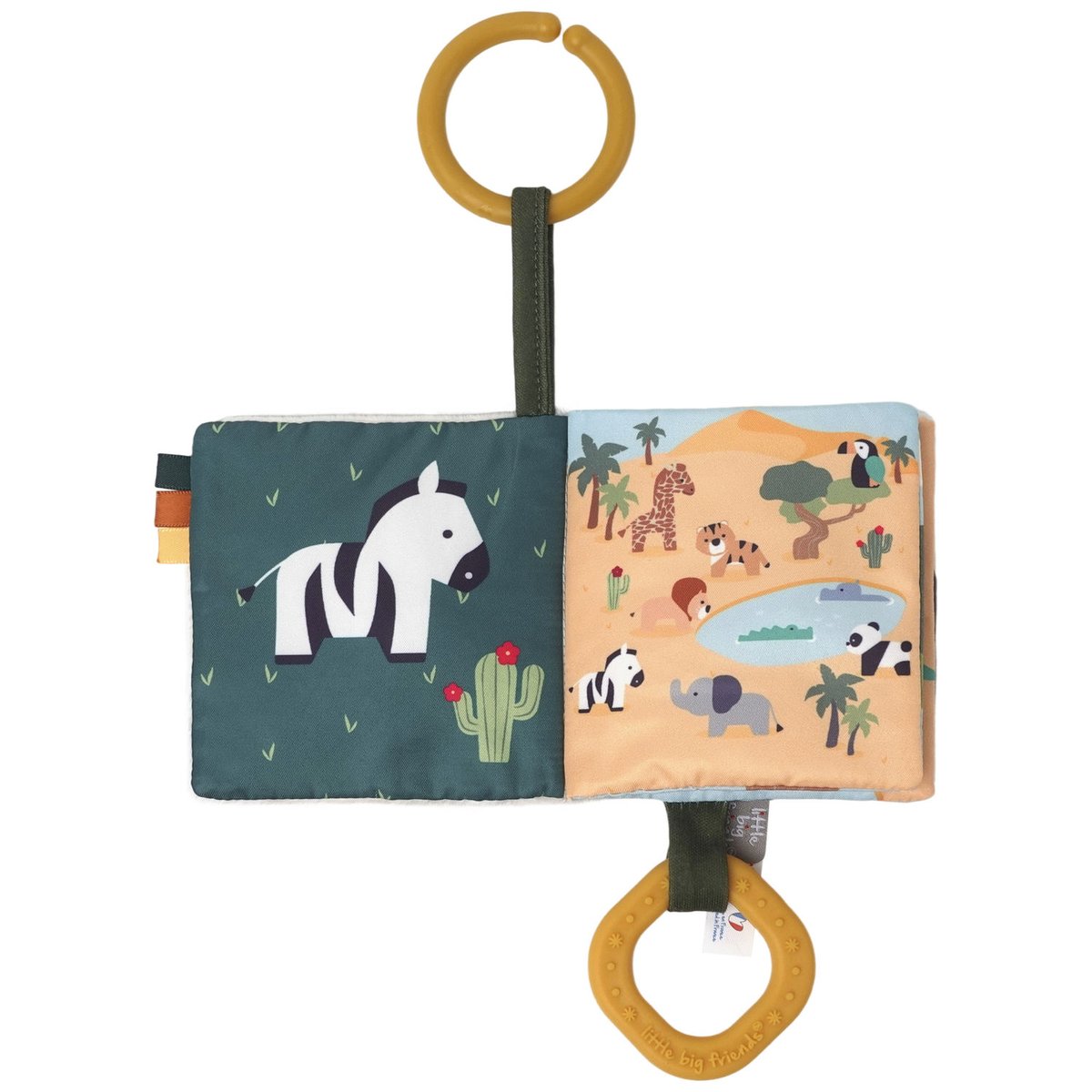 Livre en tissu jaune, marron, noir, LITTLE BIG FRIENDS