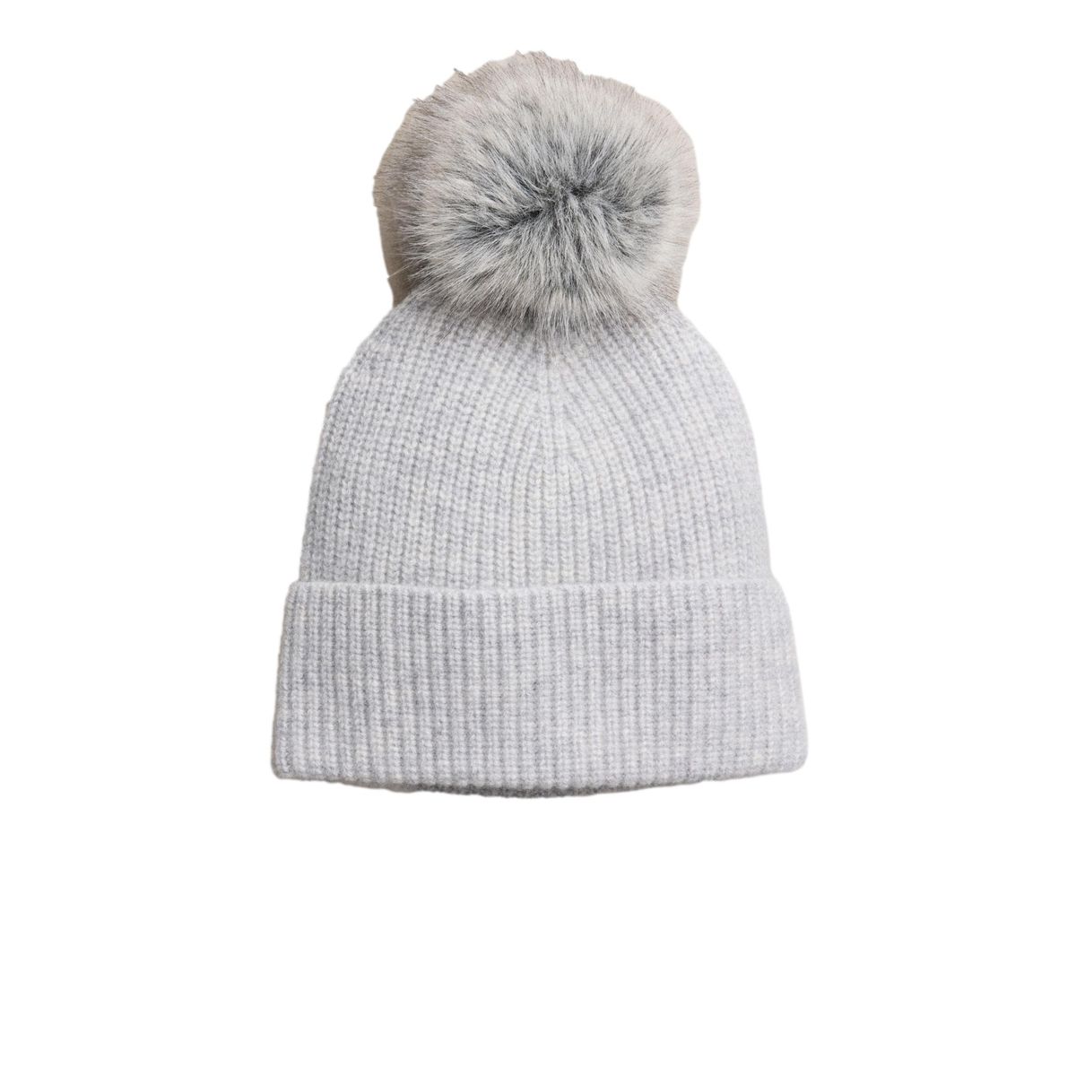 Bonnet en maille de cachemire à pompon gris, NEXT