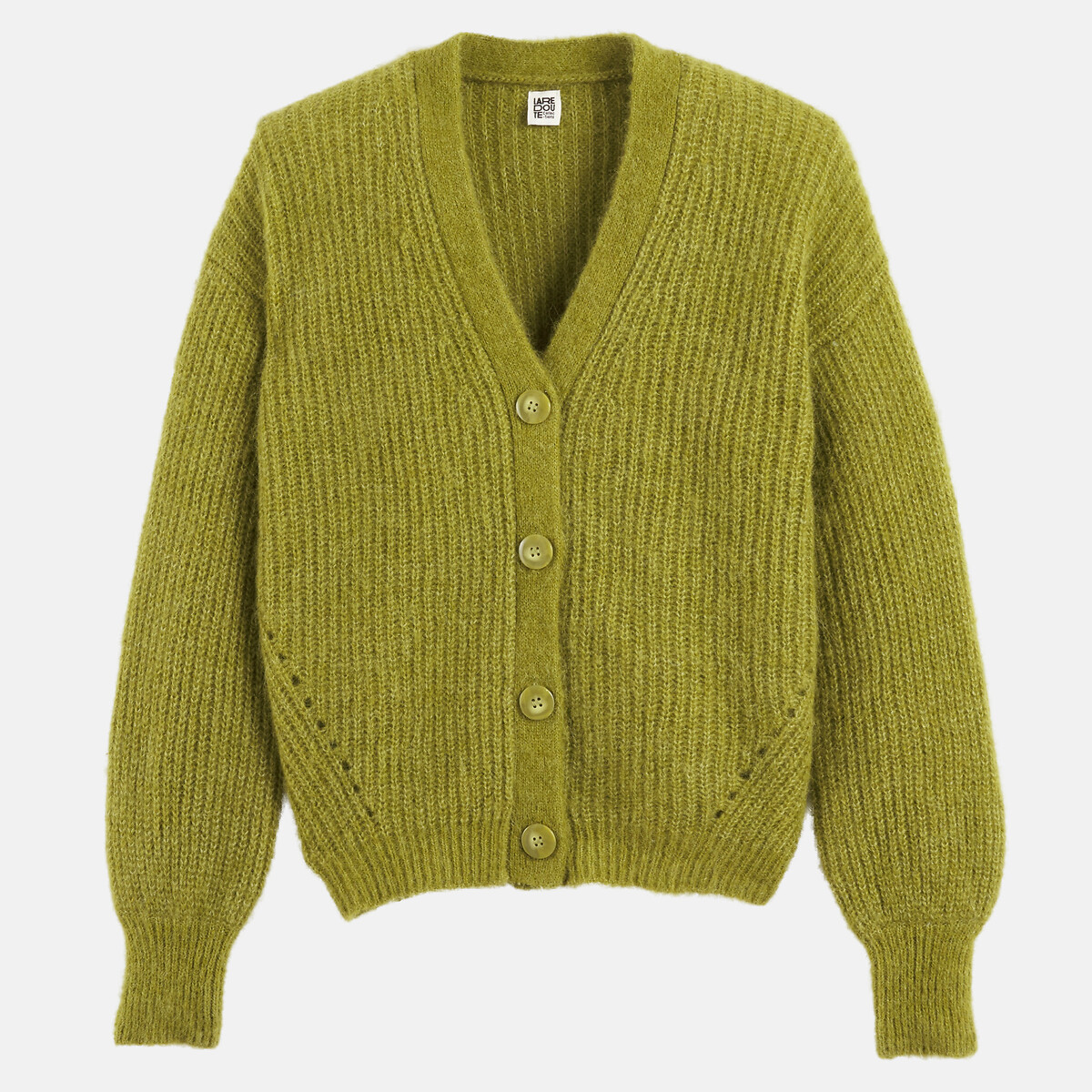 Chaqueta cuello de pico, mezcla de alpaca, Signature GILDAS caqui, LA REDOUTE COLLECTIONS