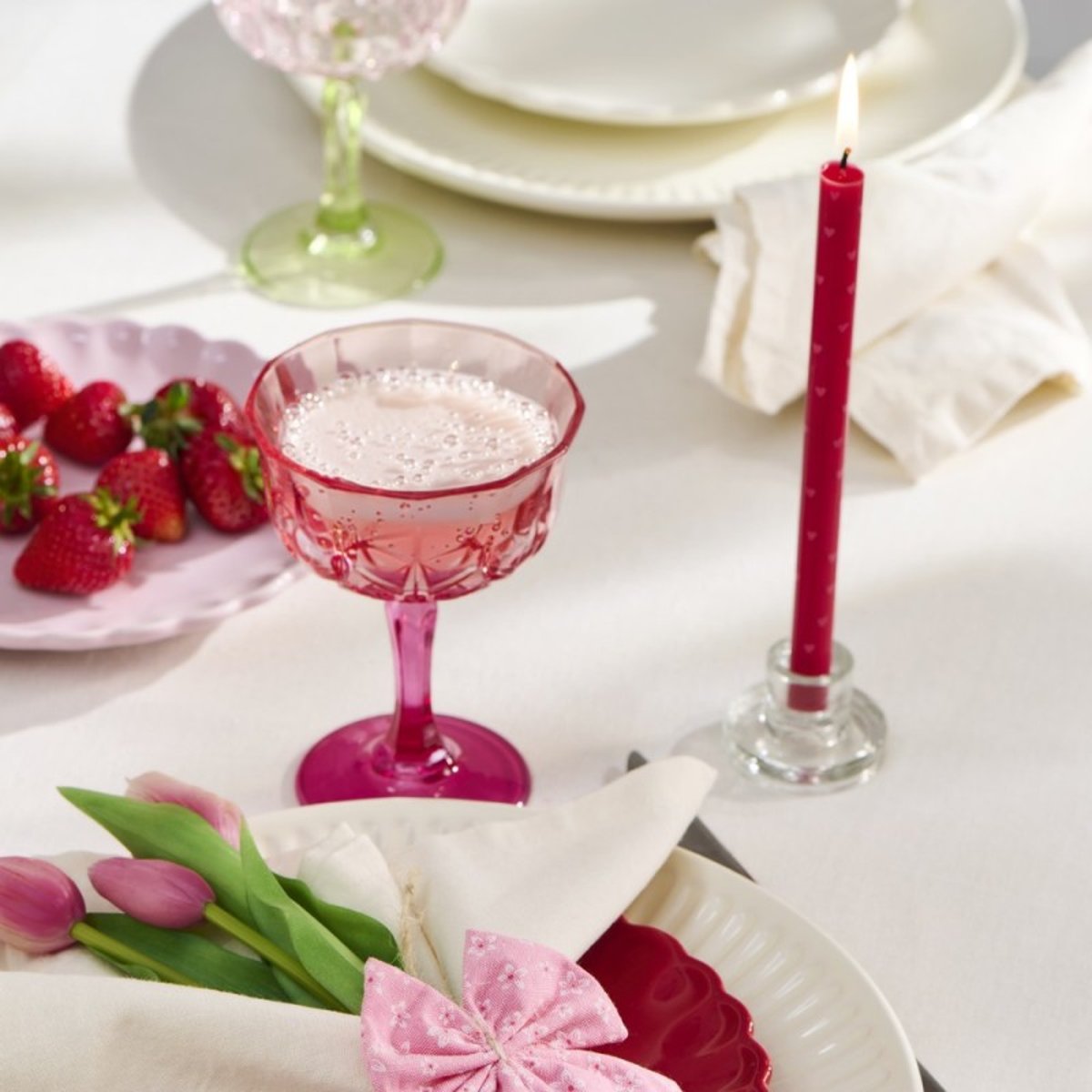 Bougie chandelle cœurs  Nordic Swan rouge, IB LAURSEN