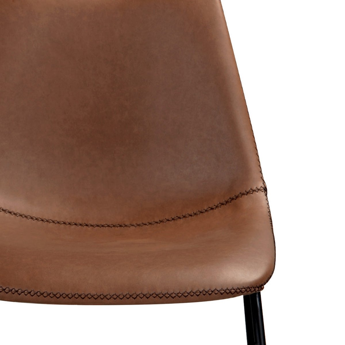 Lot de 2 chaises en cuir synthétique - GASPARD marron, MAISON PAVANE