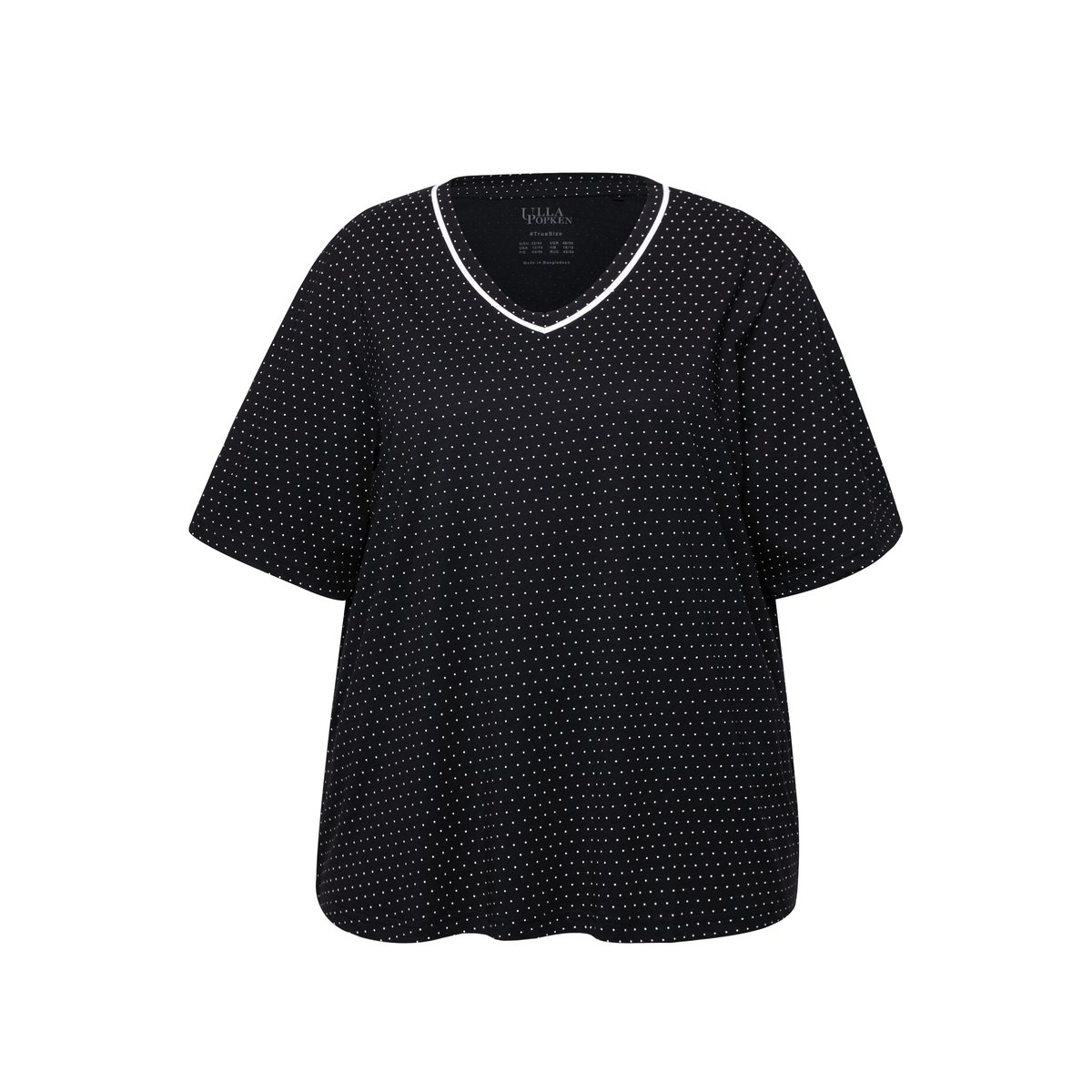 Lot de 2 T-shirts de pyjama, pois/uni noir, ULLA POPKEN