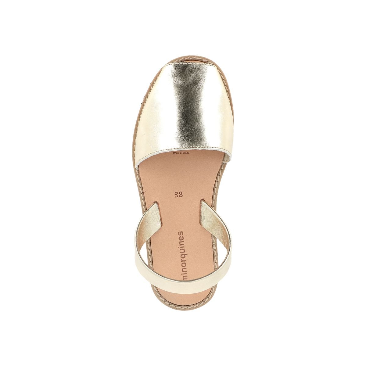 Sandales plates en cuir Avarca Metal doré, MINORQUINES