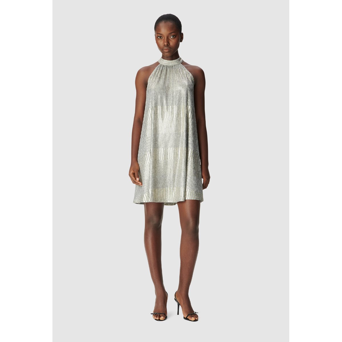 Robe habillée ample à nouer dos champagne, IKKS