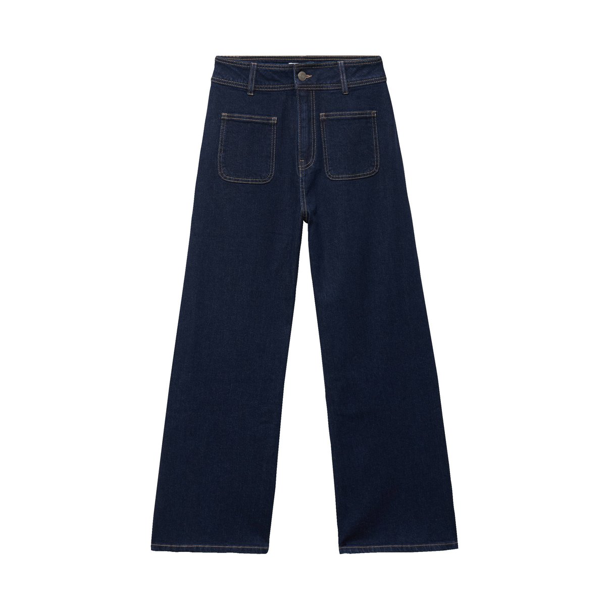 Jean wide leg cropped taille haute denim brut, CACHE CACHE