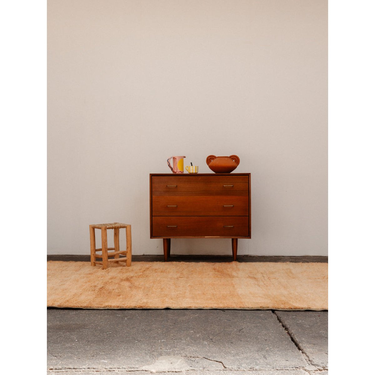 Grand tapis orange et vert en laine Olivier N°26 - Bon état orange, DEBONGOUT