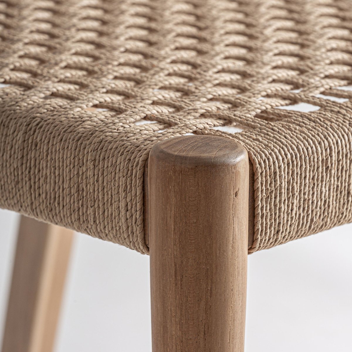 Chaise en teck assise tressée, Lot de 2 bois clair et fibre brun clair, RECOLLECTION