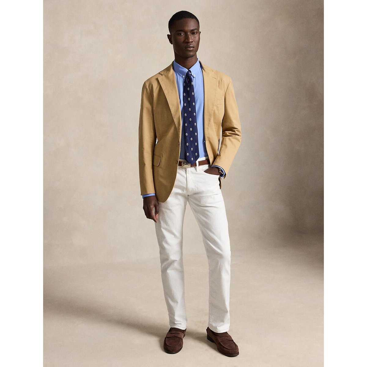 Embroidered Logo Chino Shirt in Cotton and Slim Fit sea blue, POLO RALPH LAUREN
