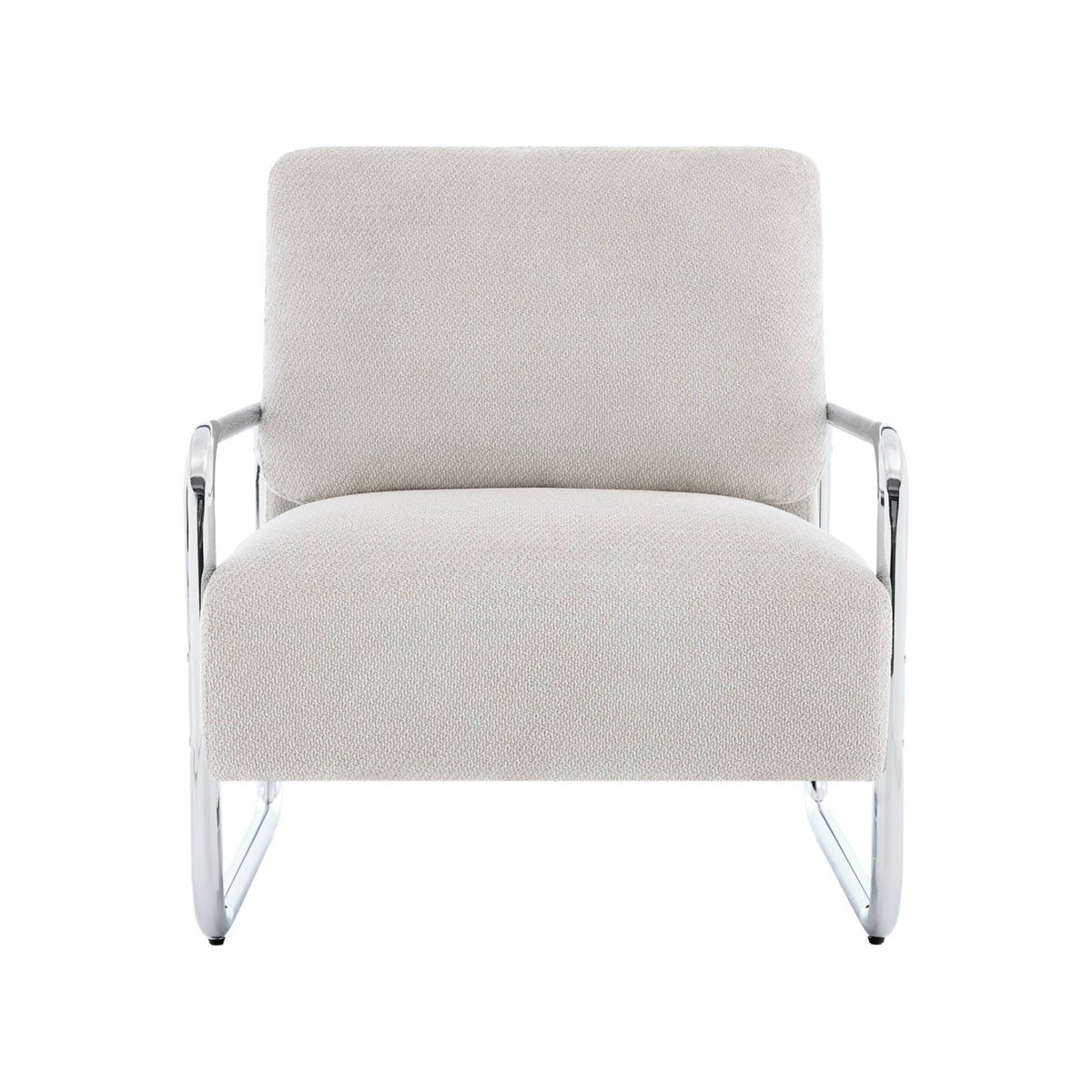 Fauteuil vintage tissu chenille armature chromée JOE blanc cassé, SWEEEK