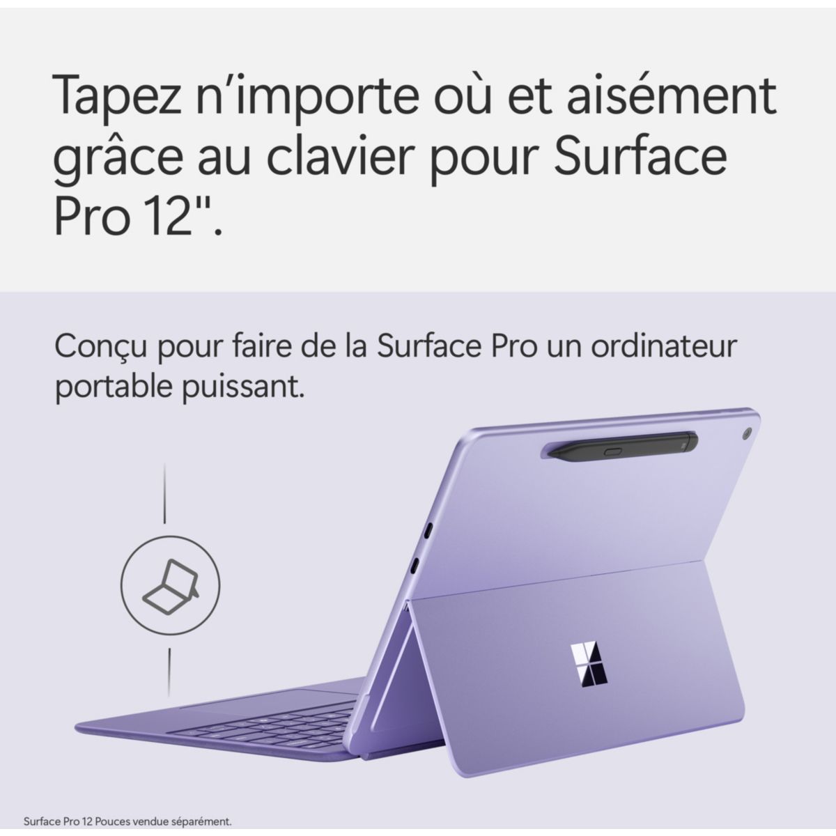 Clavier Surface Pro 12'' Violet couleur unique, MICROSOFT