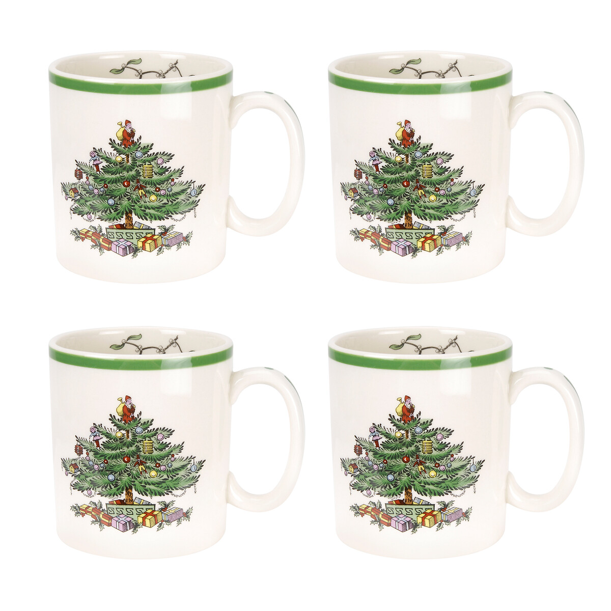 Set of 4 Christmas Tree Mugs white, SPODE