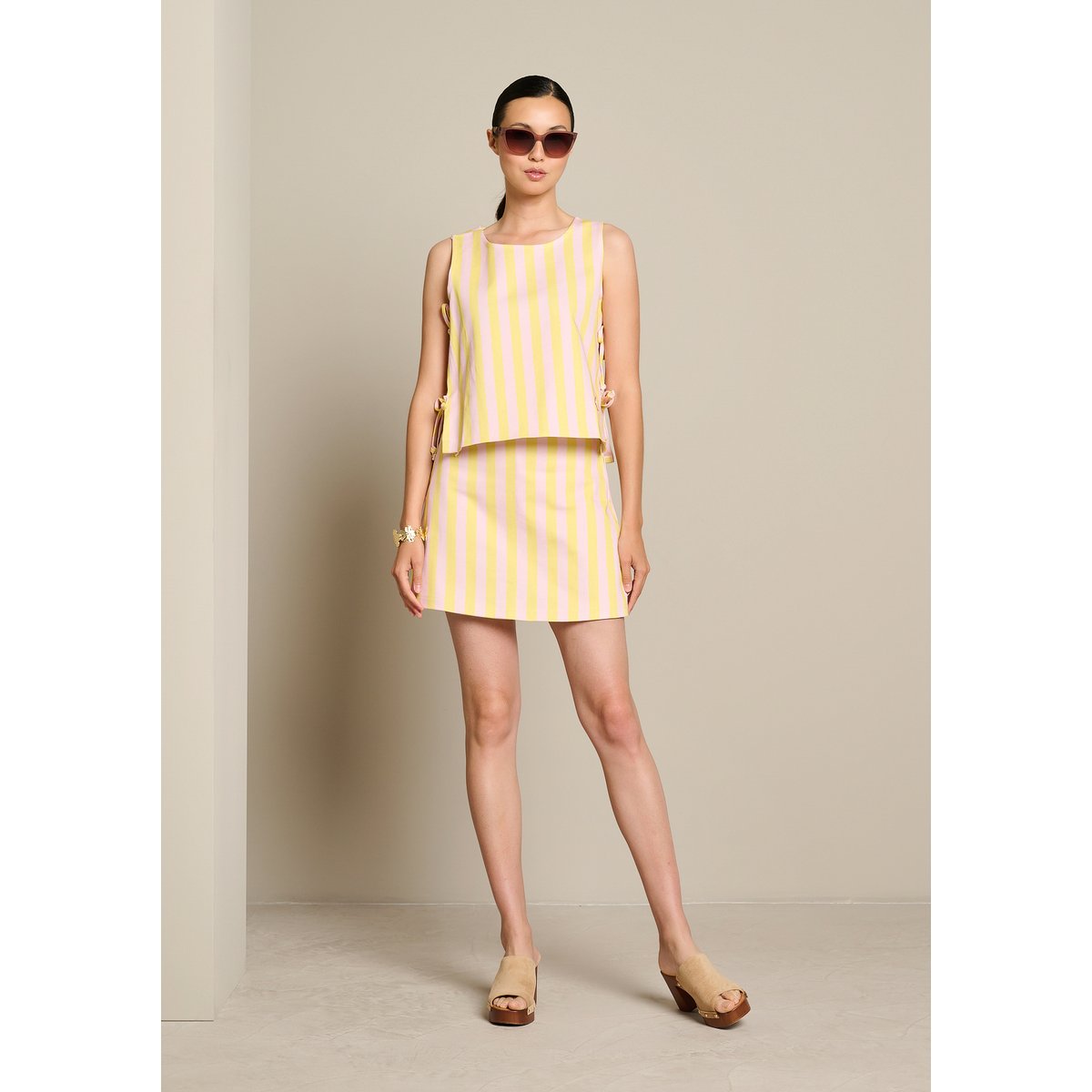 Blouse sans manches rayée rose clair, LOLALIZA