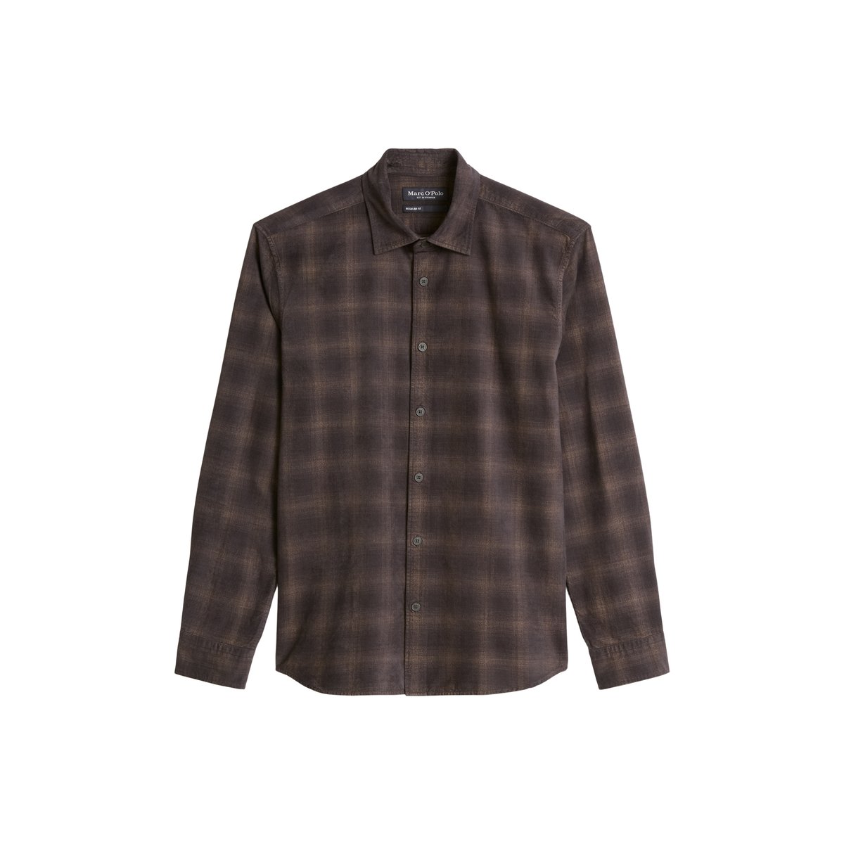 Chemise coupe classique en twill de coton bio au toucher velouté marron, MARC O'POLO