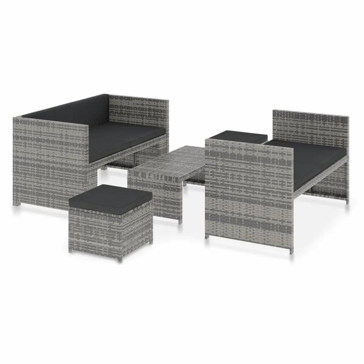 Salon de jardin 5 pièces avec coussins gris clair, HOME MAISON
