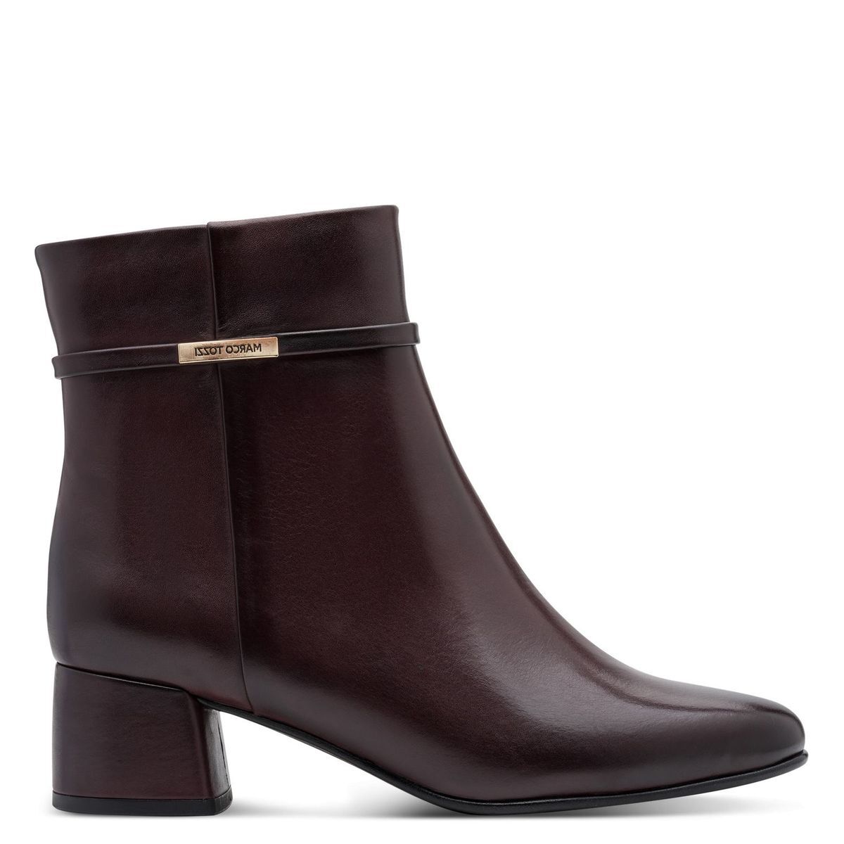 Bottine talon bloc rouge bordeaux, MARCO TOZZI