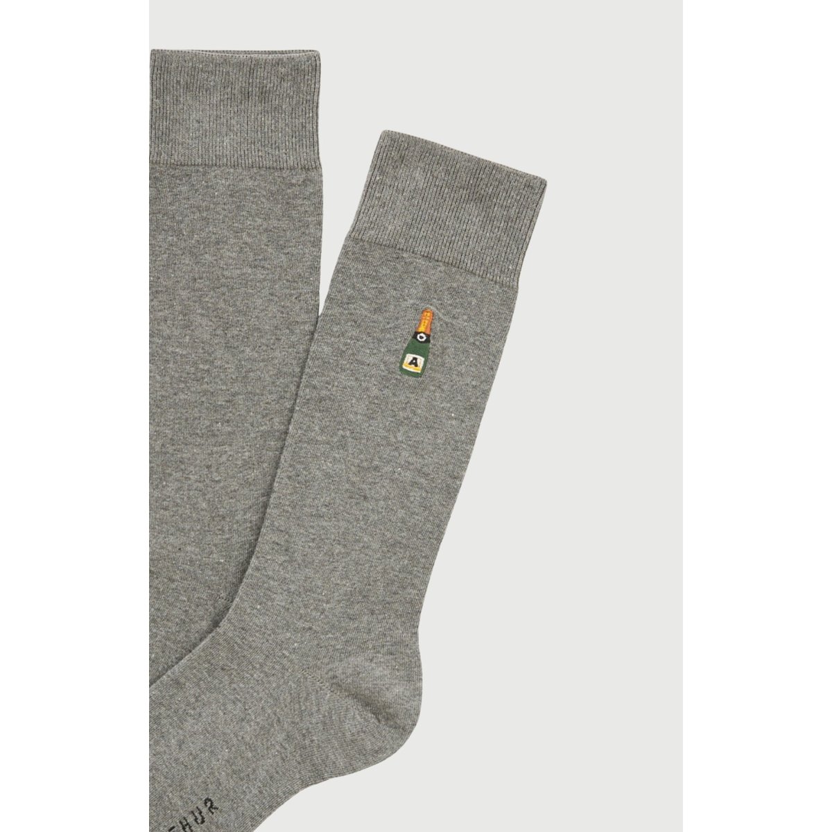 Chaussettes brodées en coton imprimé Champagne gris, ARTHUR