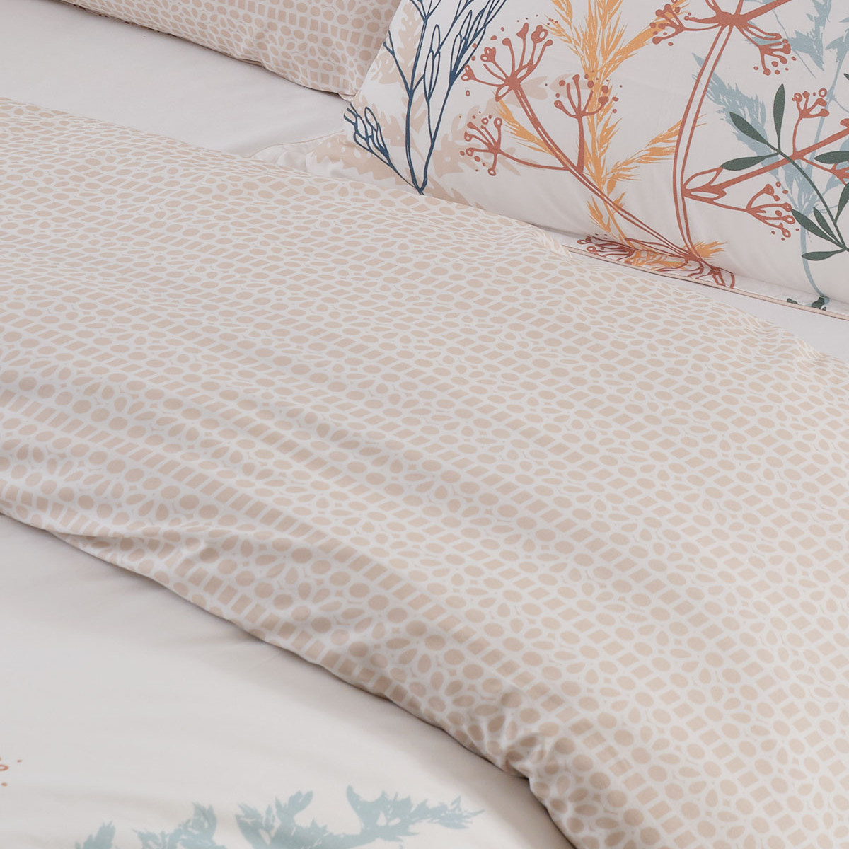 Housse de couette en percale de coton MARGUERITE sable, SENSEI MAISON
