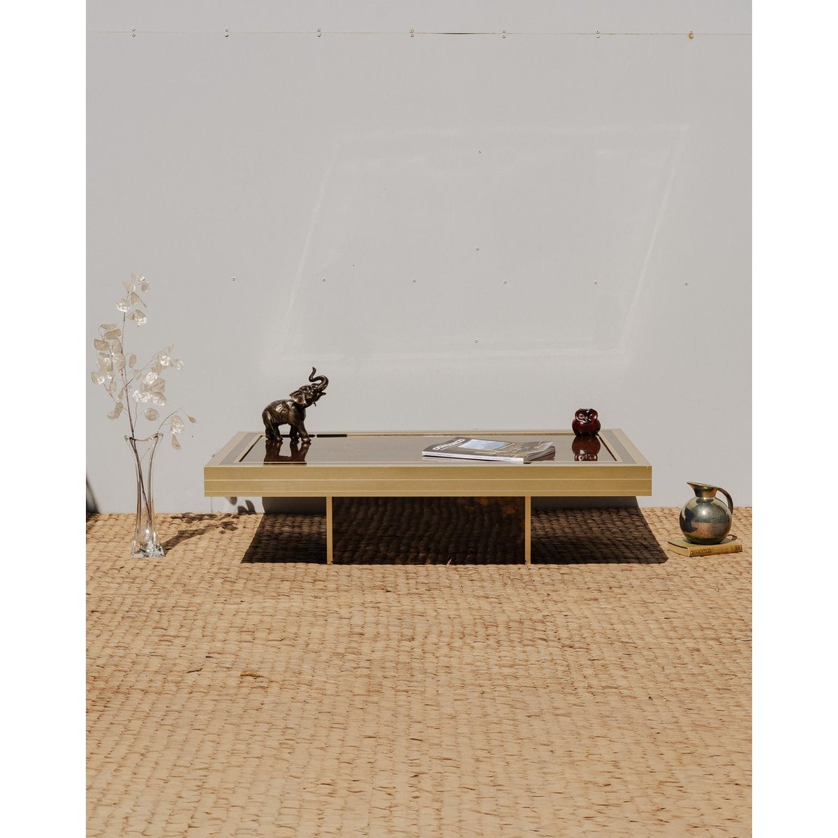 Table basse dorée et marron Donna N°914 - Bon état doré, DEBONGOUT