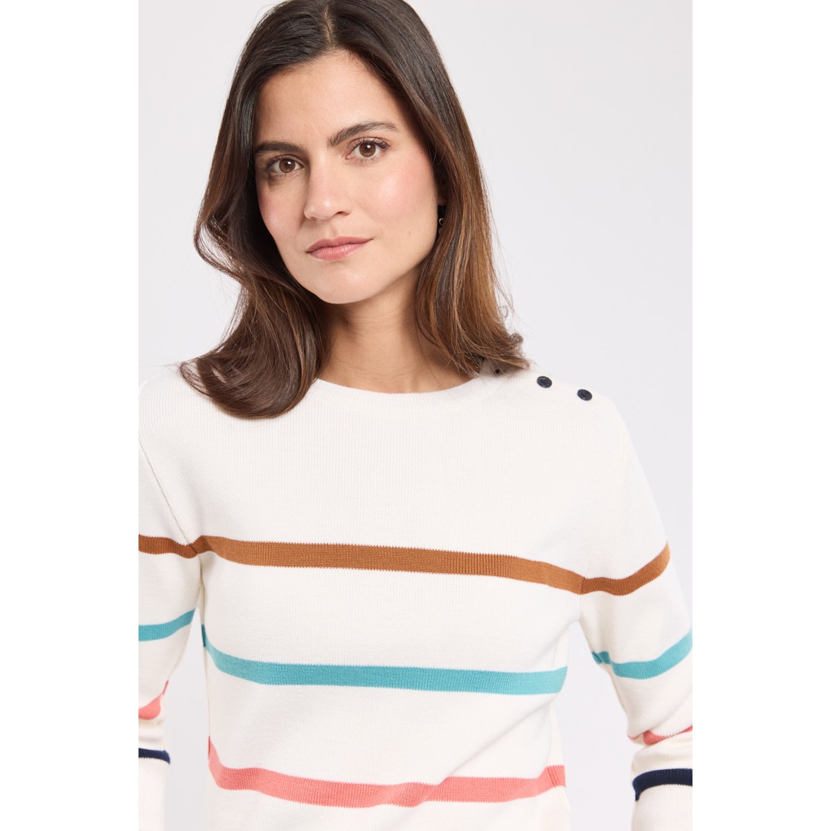 Pull marin rayé en Laine DEAUVILLE nat/seal/mut/cend/cara, ARMOR-LUX
