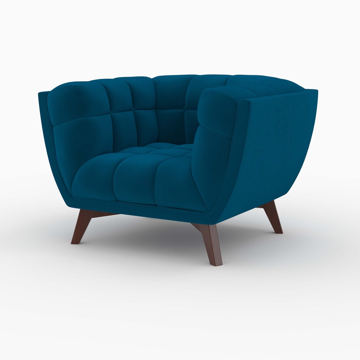 Ensemble canapé et fauteuil en velours 3 places - MONA bleu foncé, MAISON PAVANE