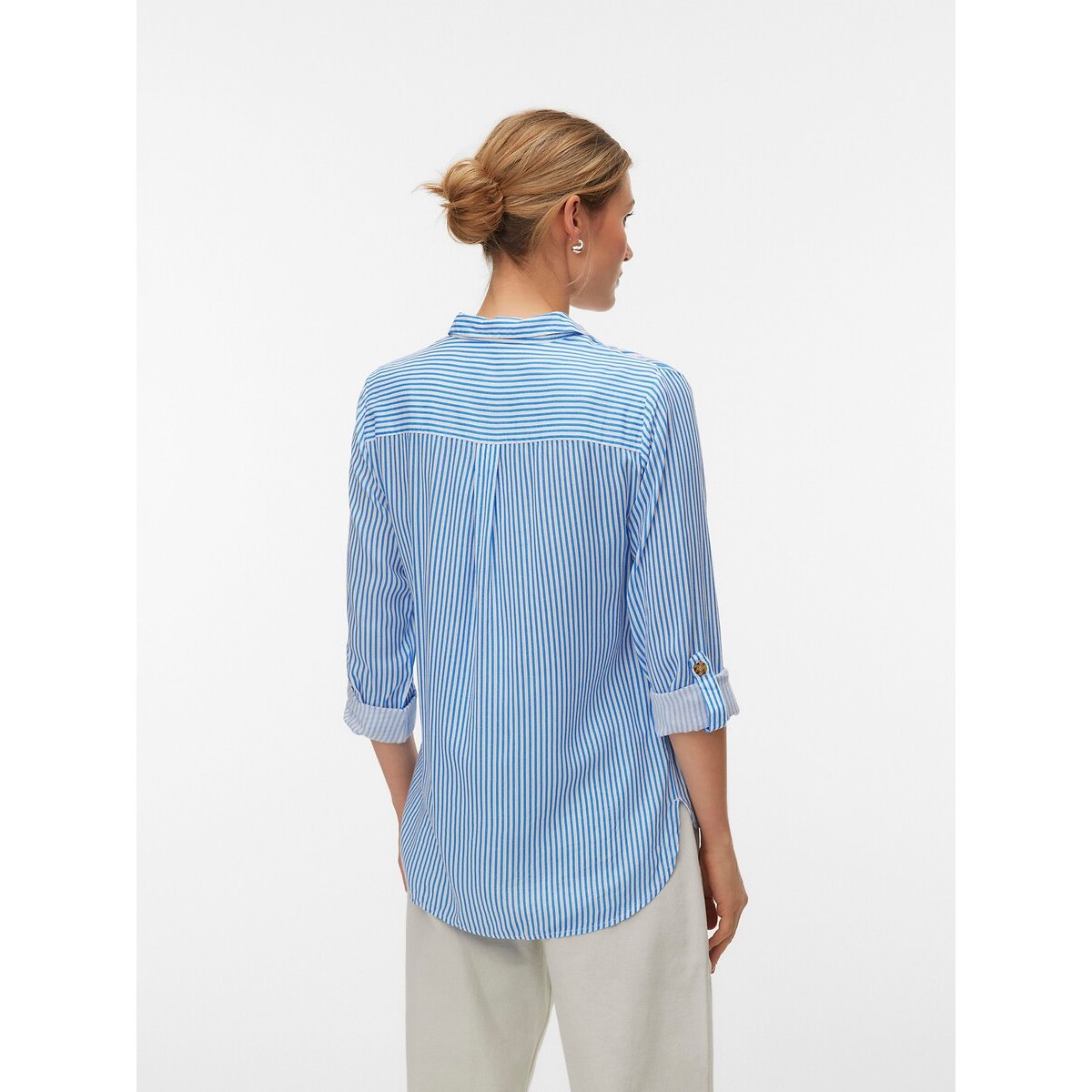 Soepele blouse wit/blauw, VERO MODA