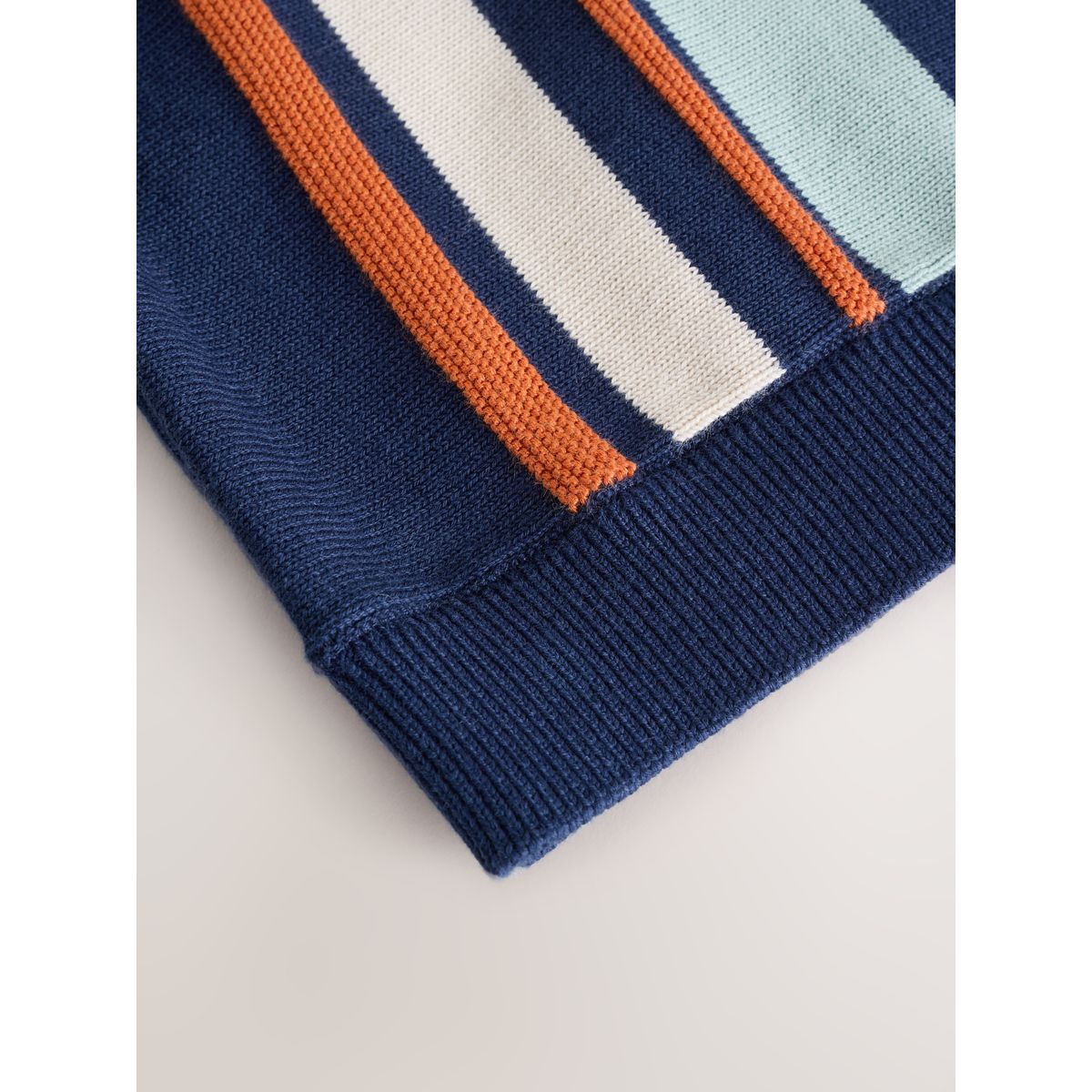 Polo en maille à col boutonné bleu marine, NEXT