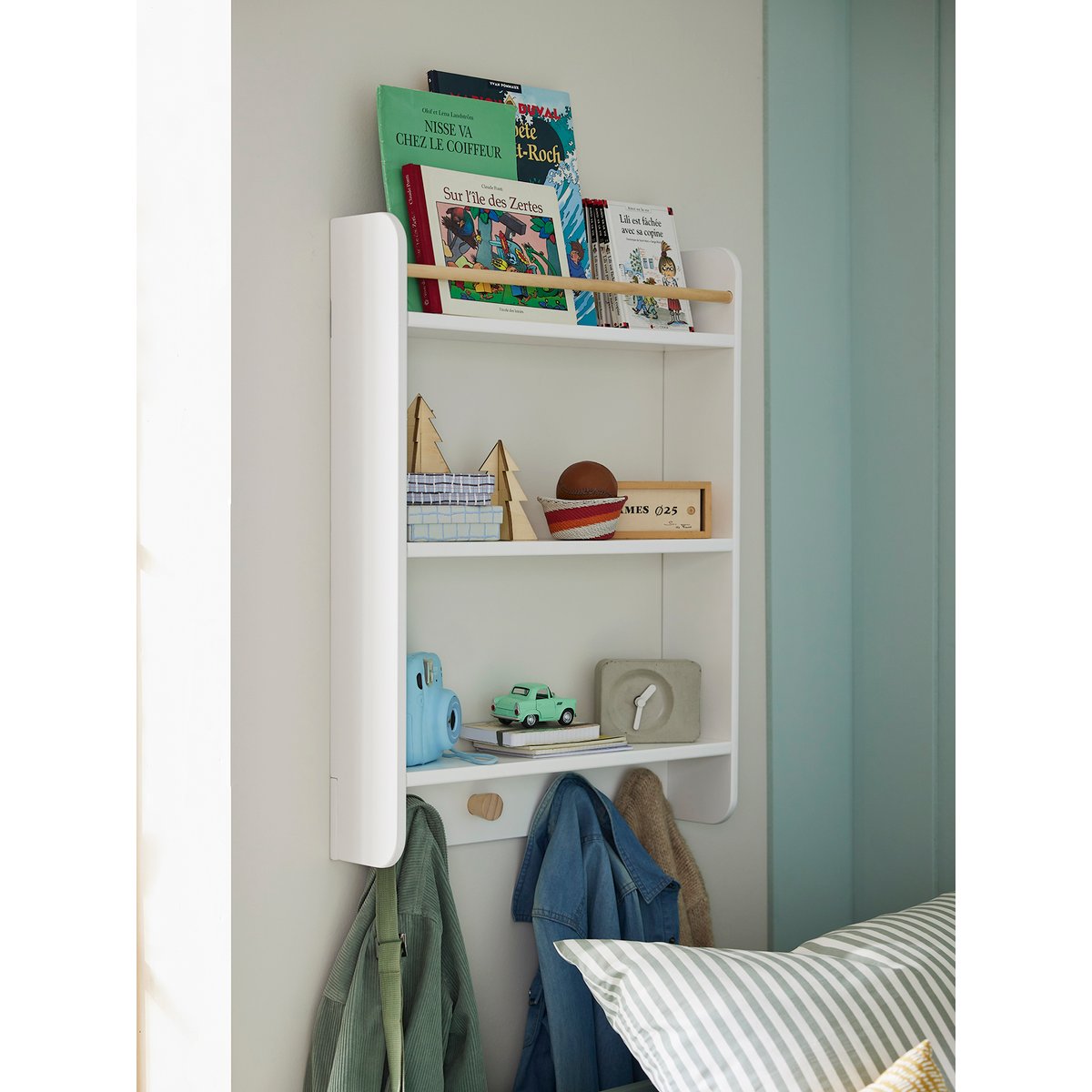 Patères avec étagères pour livres - LIGNE CONFETTI blanc, VERTBAUDET