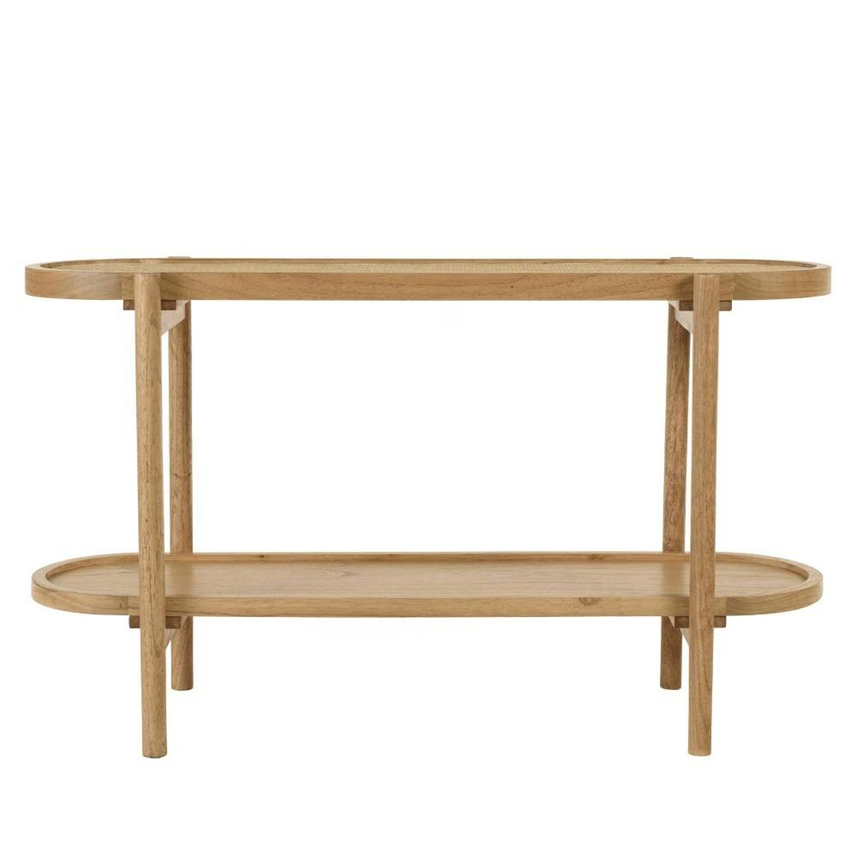 Console en mindi avec tablette supérieure en rotin naturel TIVARO bois naturel, PIER IMPORT