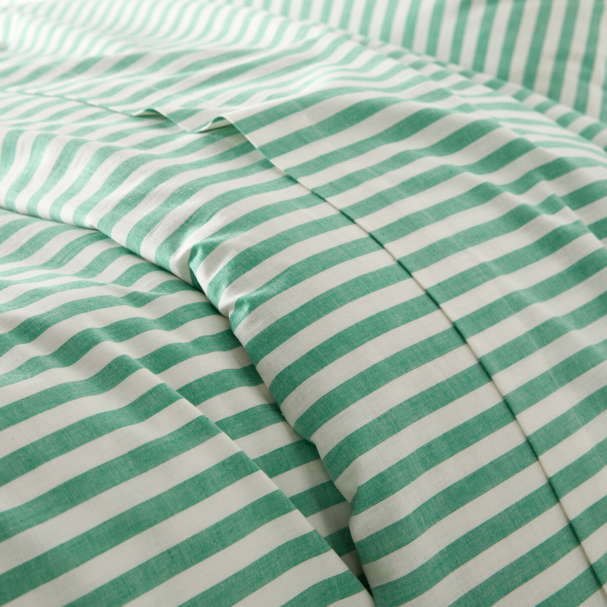 Soizic Green Cotton Duvet Cover green striped, LA REDOUTE INTERIEURS