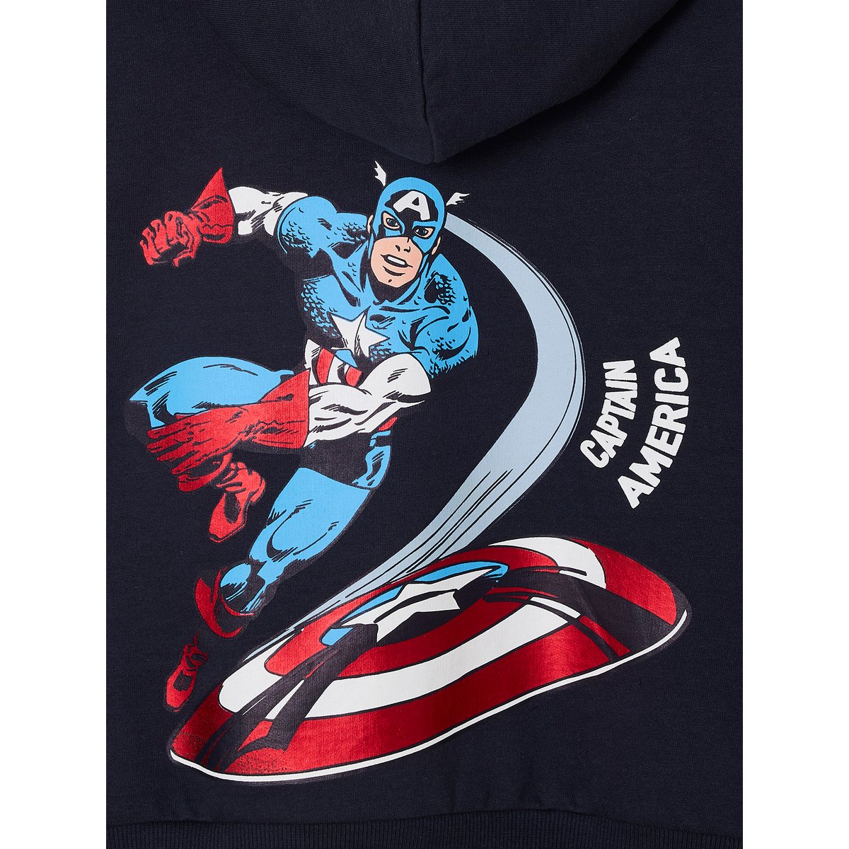 Sweat-shirt Marvel Avengers Captain America à capuche marine, VERTBAUDET