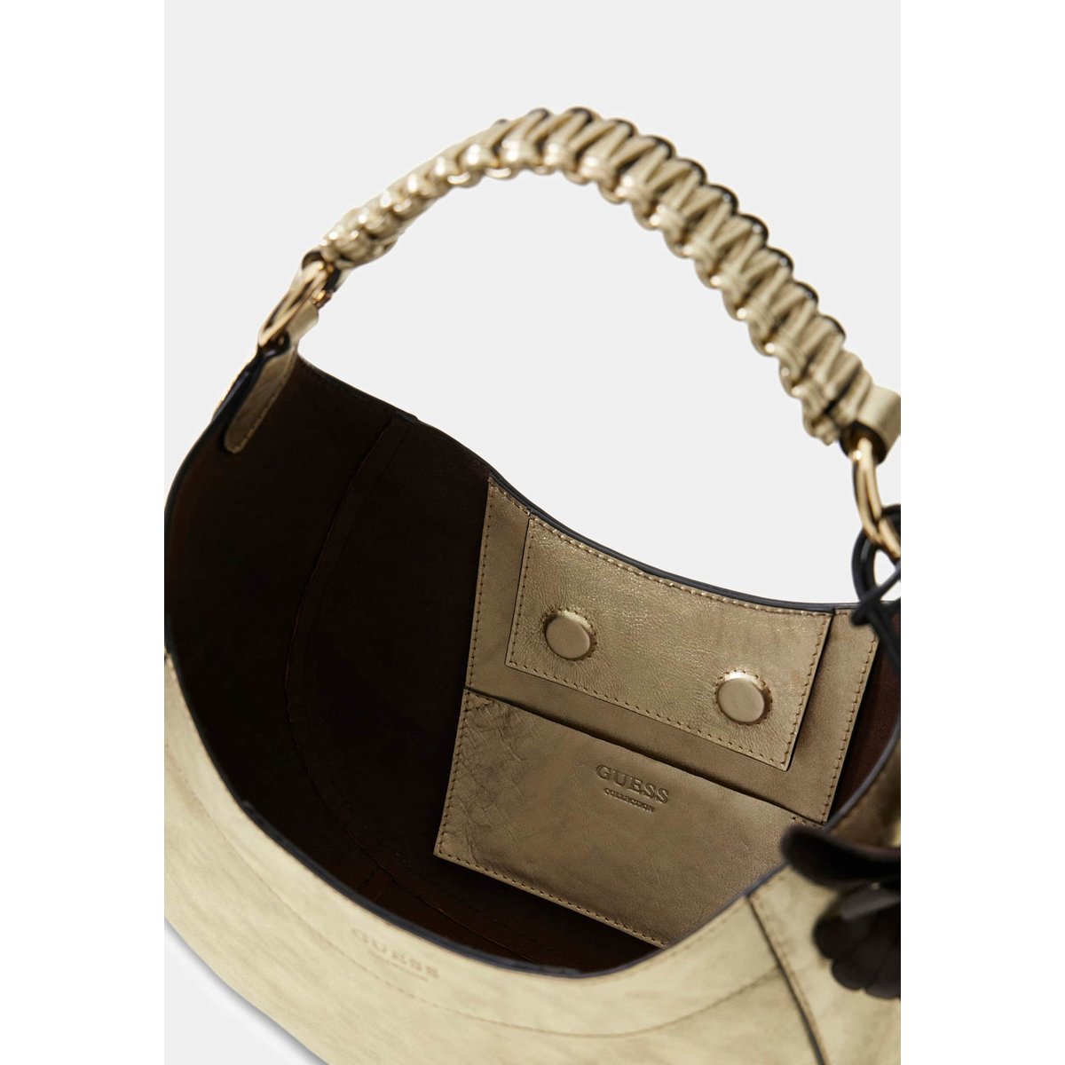 Sac Hobo En Cuir Véritable Nina or, GUESS