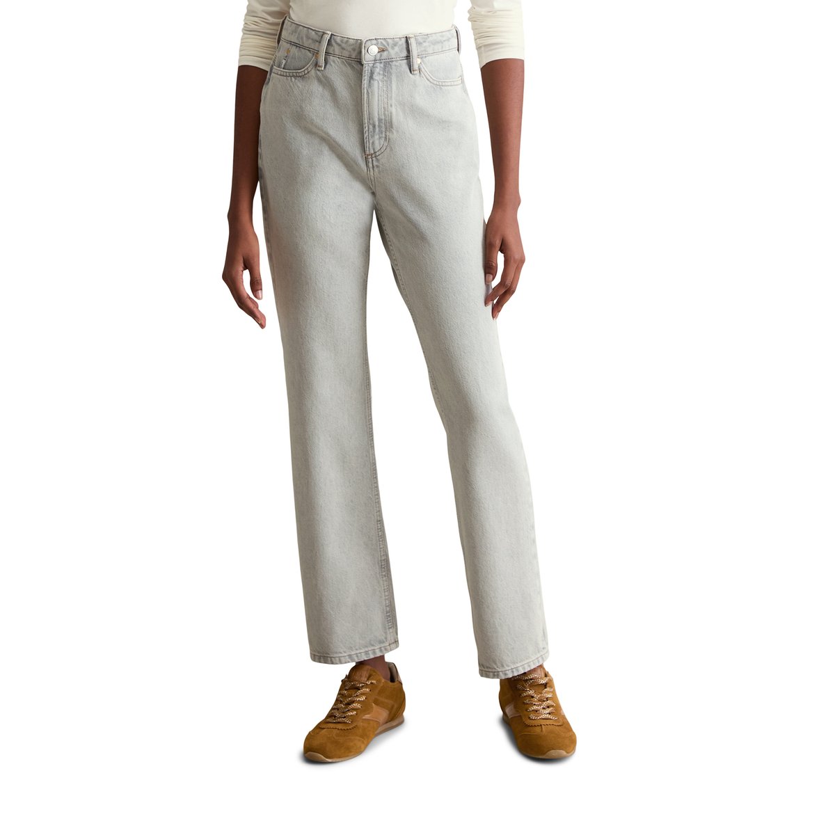 Jeans modèle Onna straight en denim gris rigide bleu clair, MARC O’POLO DENIM